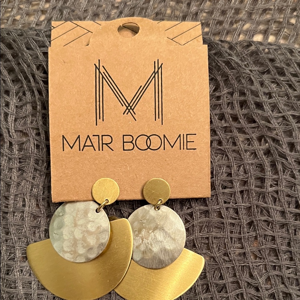 Matr Boomie Gold and Cream Earrings